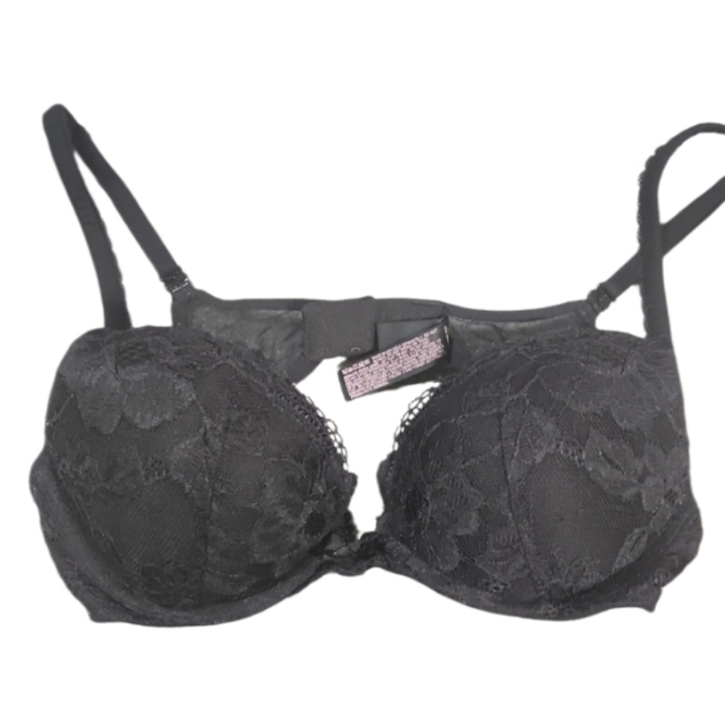 Vintage Victorias Secret Padded Elegant Black Lace Bra 34 B